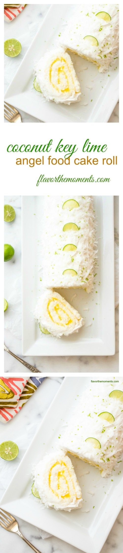 Coconut Key Lime Angel Food Cake Roll