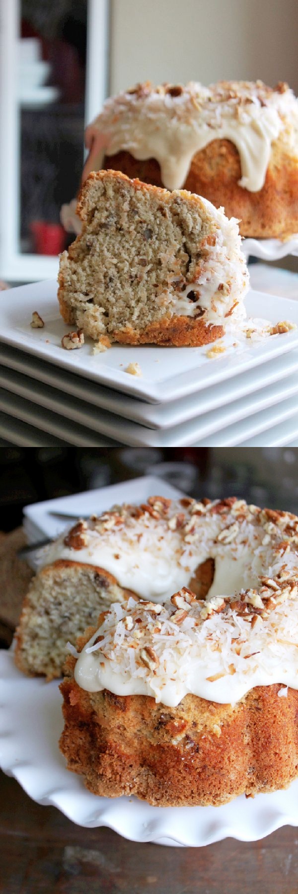 Coconut Pecan Pound Cake with Coconut Cream Cheese