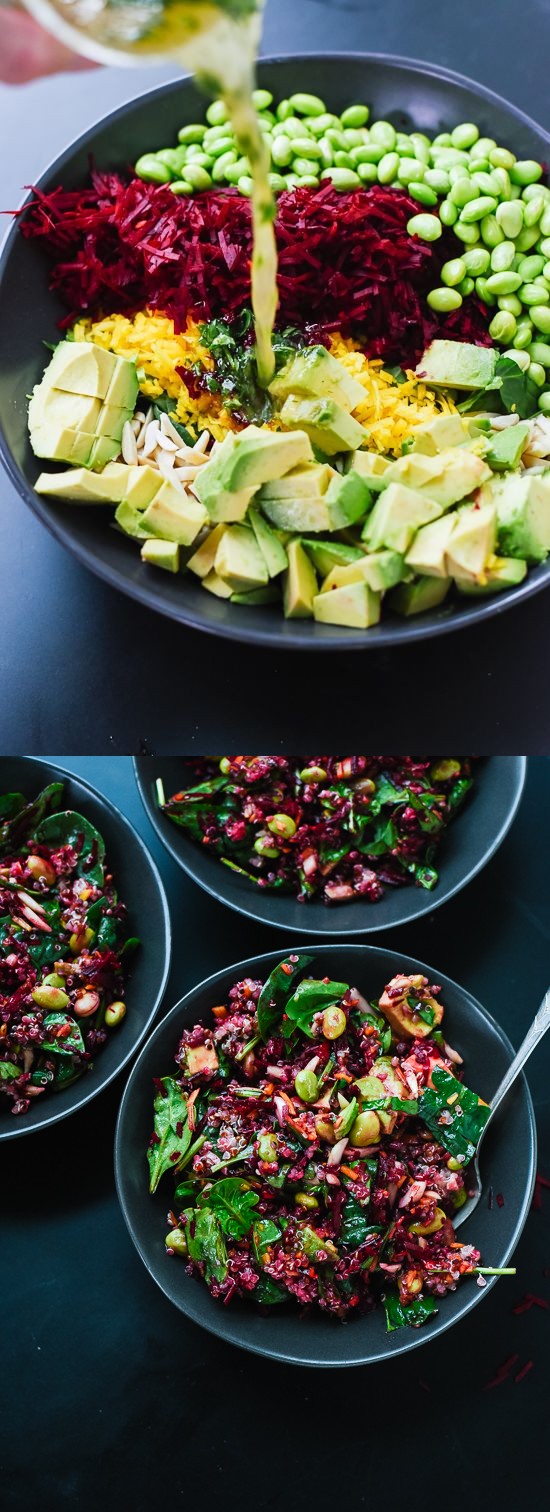 Colorful Beet Salad with Carrot, Quinoa & Spinach