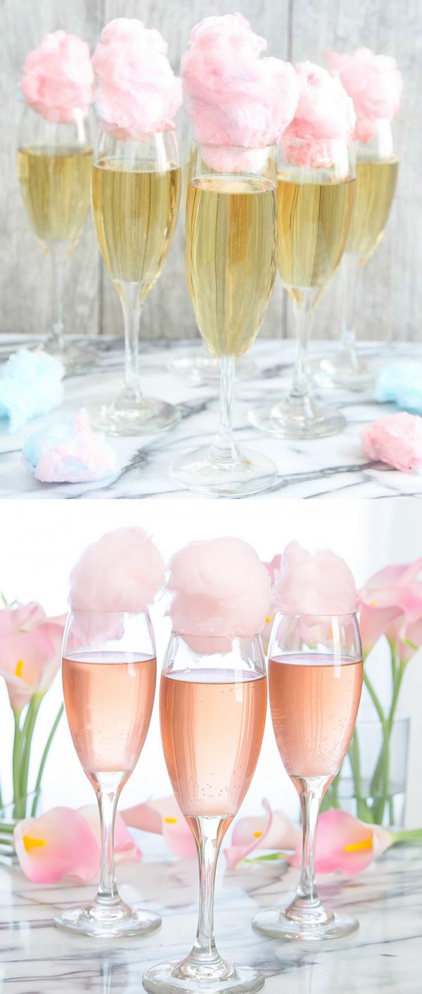 Cotton Candy Champagne Cocktails