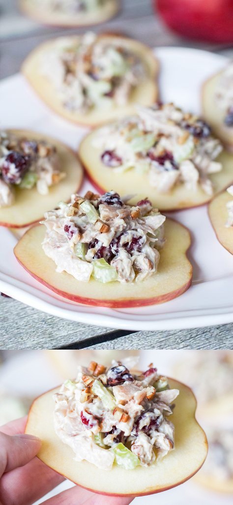 Cranberry Chicken Salad on Apple Slices