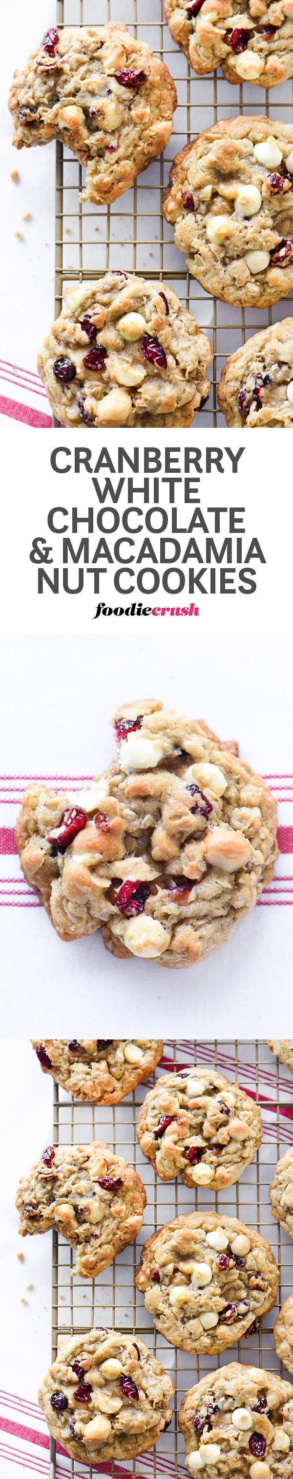 Cranberry White Chocolate Chip and Macadamia Nut Cookies