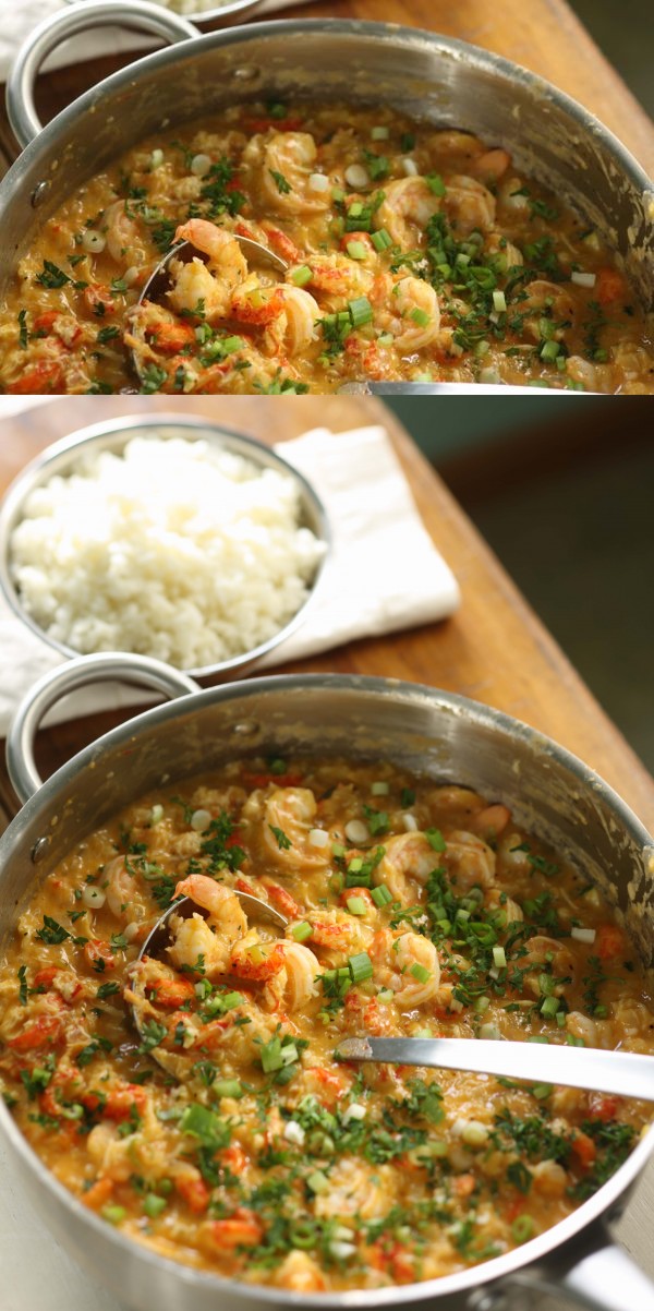 Crawfish, Shrimp and Lump Crabmeat Etouffee