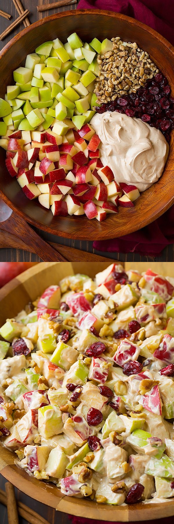 Creamy Cinnamon Apple and Walnut Fruit Salad