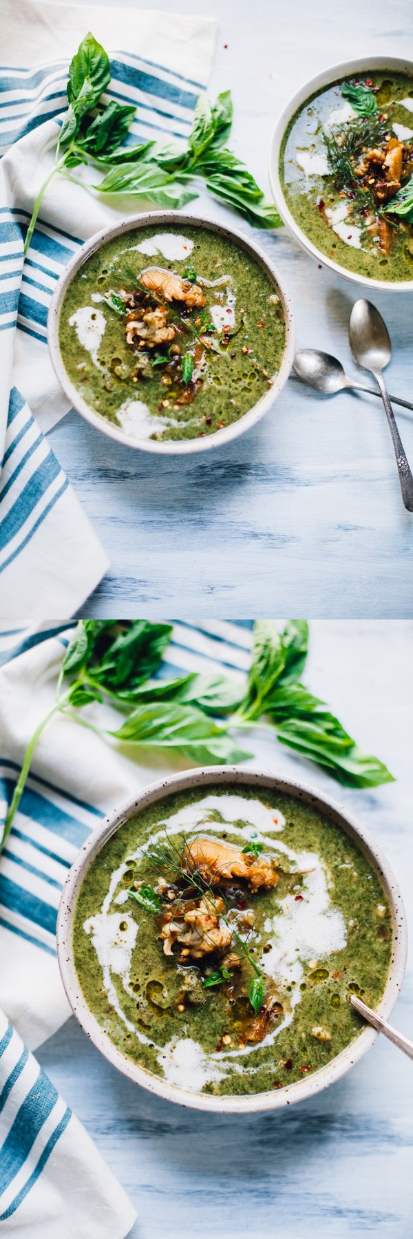 Creamy Vegan Nettles Soup with Kale and Cauliflower