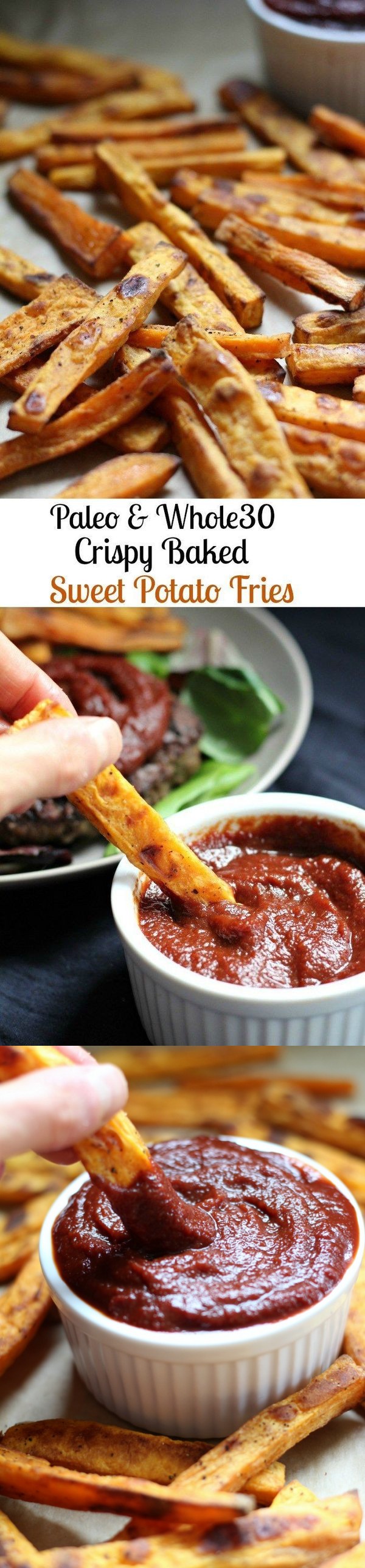 Crispy Baked Sweet Potato Fries & Homemade BBQ Sauce (Paleo & Vegan