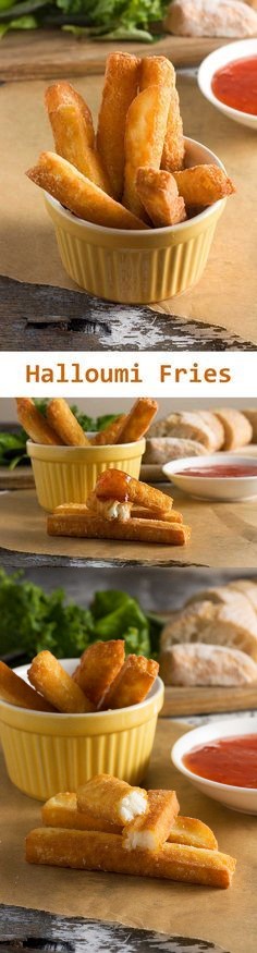 Crispy halloumi fries (and dips!