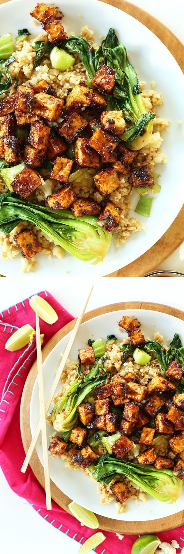 Crispy Peanut Tofu & Cauliflower Rice Stir Fry