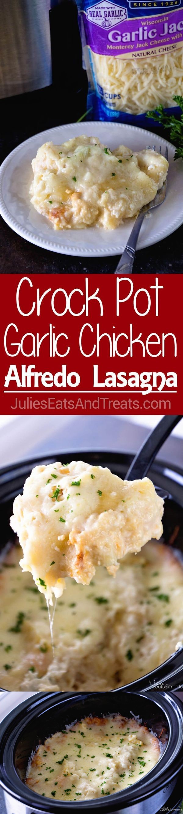 Crock Pot Garlic Chicken Alfredo Lasagna
