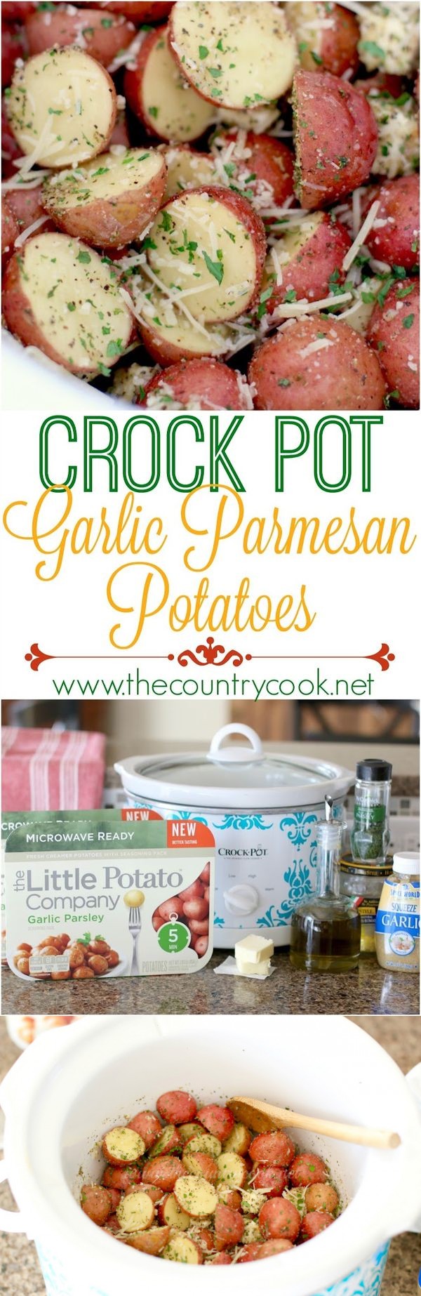 Crock Pot Garlic Parmesan Potatoes