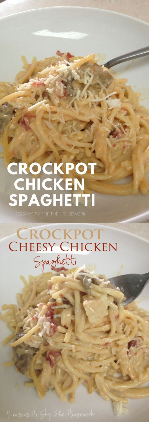 Crockpot Cheesy Chicken Spaghetti
