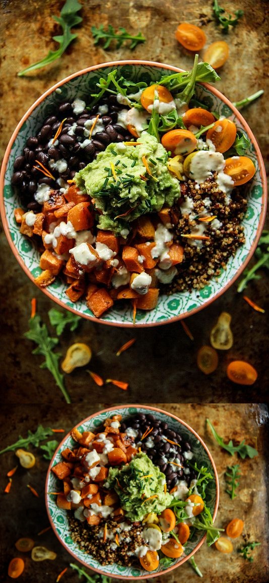 Cuban Quinoa Bowl with Spicy Lemon Cashew Dressing