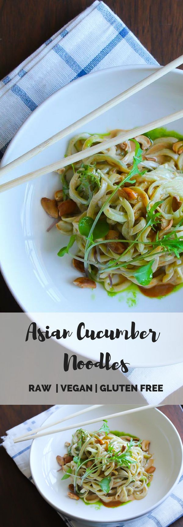 Cucumber Noodles with spicy tahini sauce