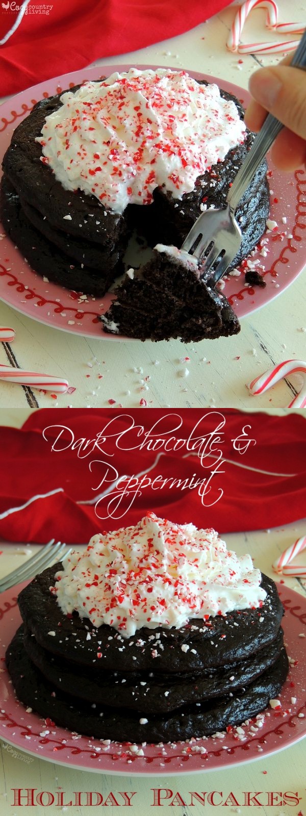 Dark Chocolate & Peppermint Holiday Pancakes