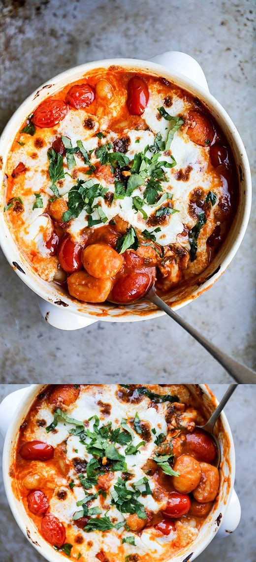 Easy Baked Gnocchi with Tomatoes and Mozzarella