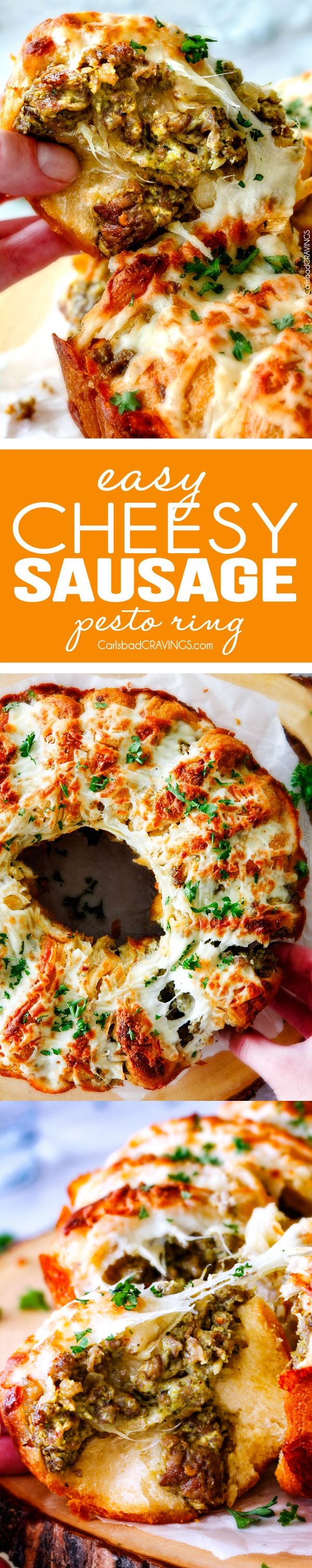 Easy Cheesy Sausage Pesto Ring