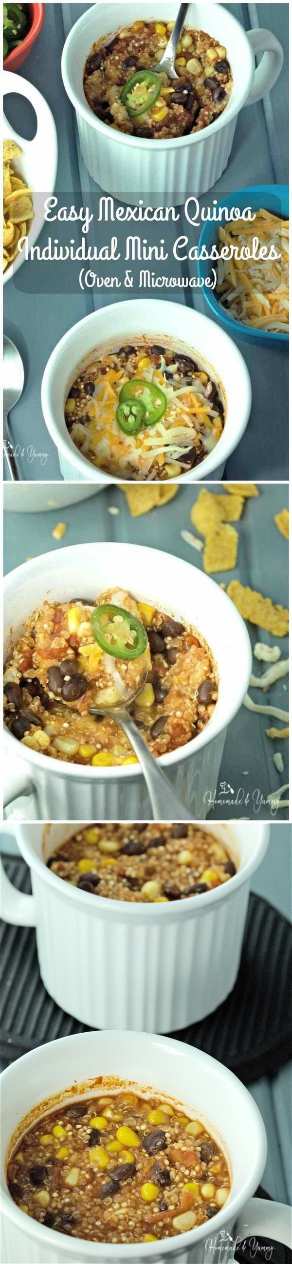 Easy Mexican Quinoa Individual Mini Casseroles (Oven & Microwave