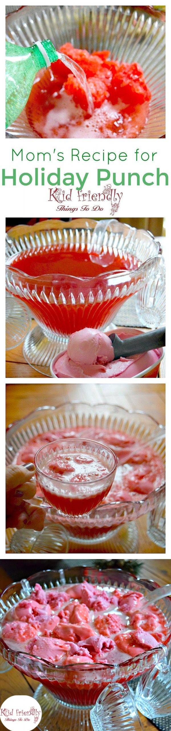 Easy Raspberry Sherbert and Cranberry Holiday Punch