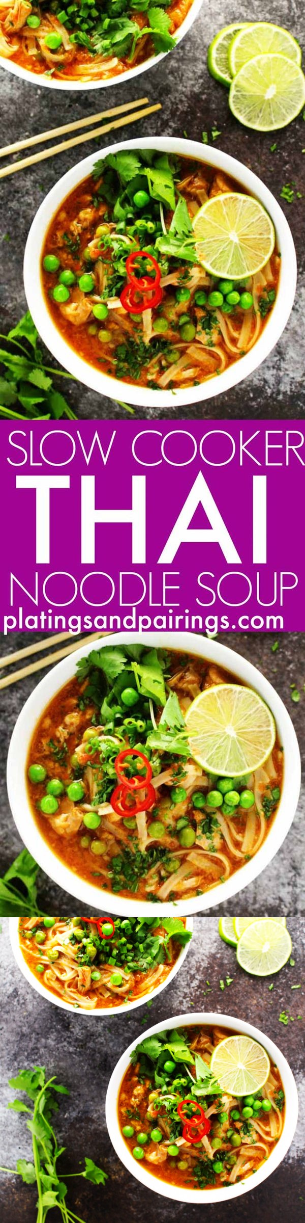 Easy Slow Cooker Thai Chicken Noodle Soup