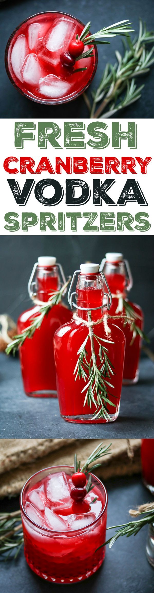 Fresh Cranberry Vodka Spritzers with Rosemary