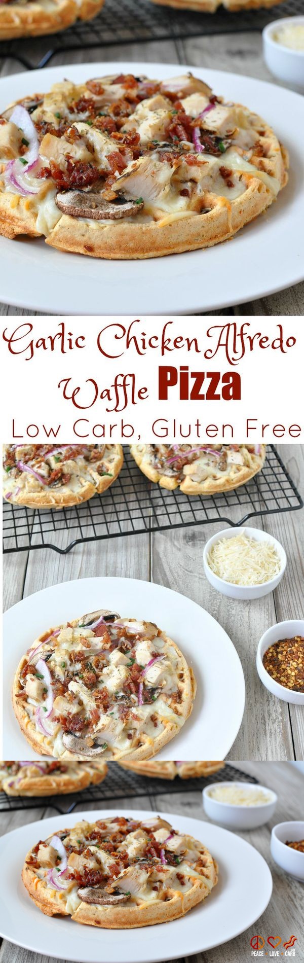 Garlic Chicken Alfredo Waffle Pizza – Low Carb, Gluten Free
