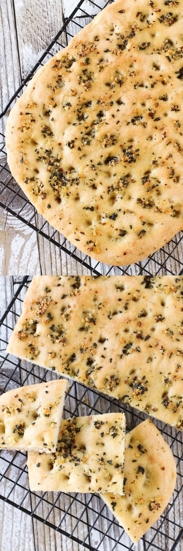 Gluten free vegan garlic herb focaccia bread