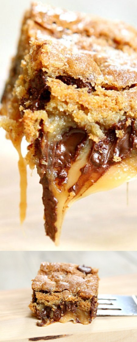 Gooey Salted Caramel Chocolate Chip Cookie Bars