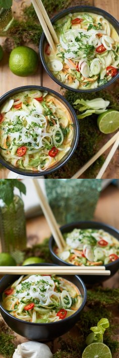 Grünes Thai Curry mit Zucchini, Möhren und Pak Choi