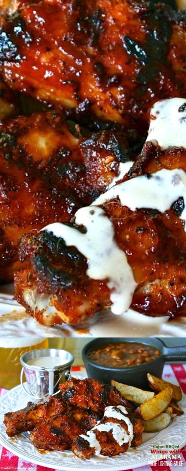 Grilled Cajun Wings with Alabama White Lightning BBQ Sauce