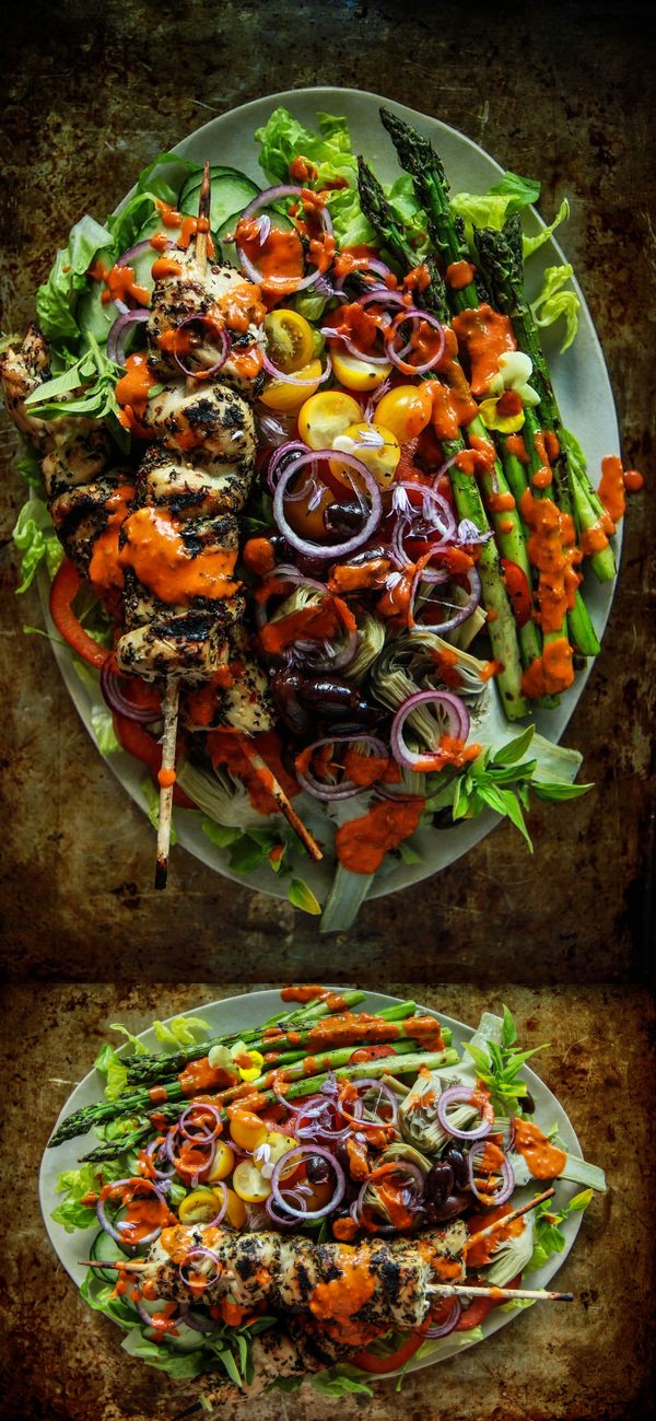 Grilled Chicken Souvlaki Greek Salad