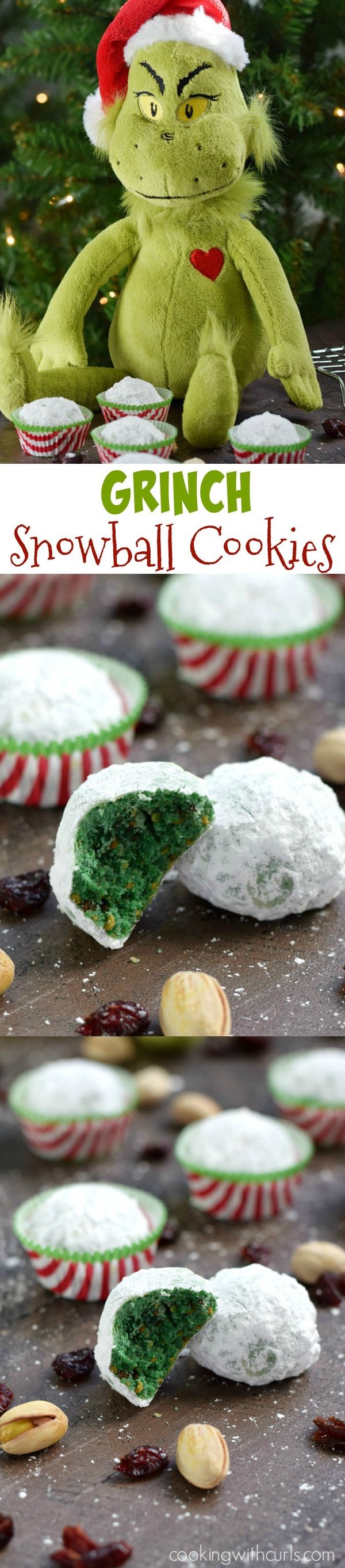 Grinch Snowball Cookies