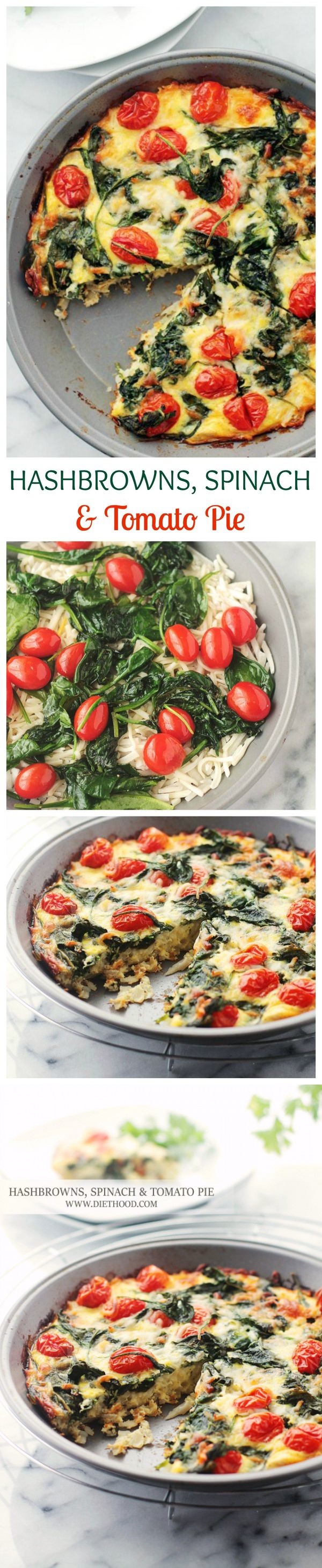 Hashbrowns, Spinach and Tomato Pie