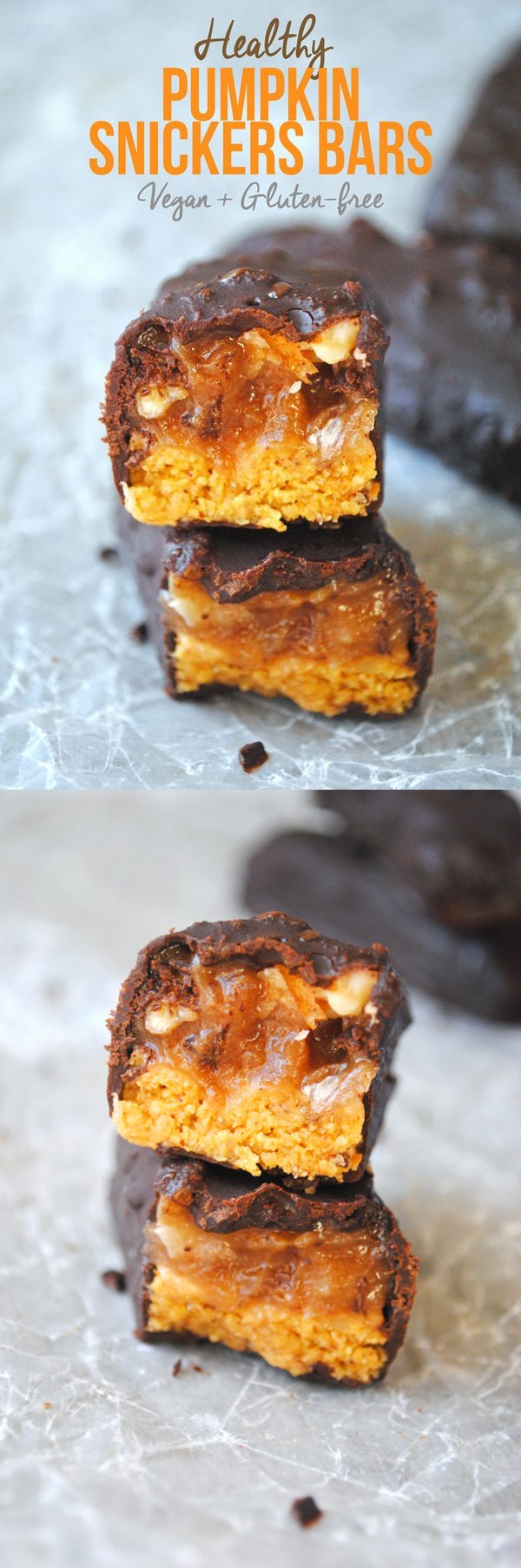 Healthy Pumpkin Snickers Bars (vegan + gluten-free