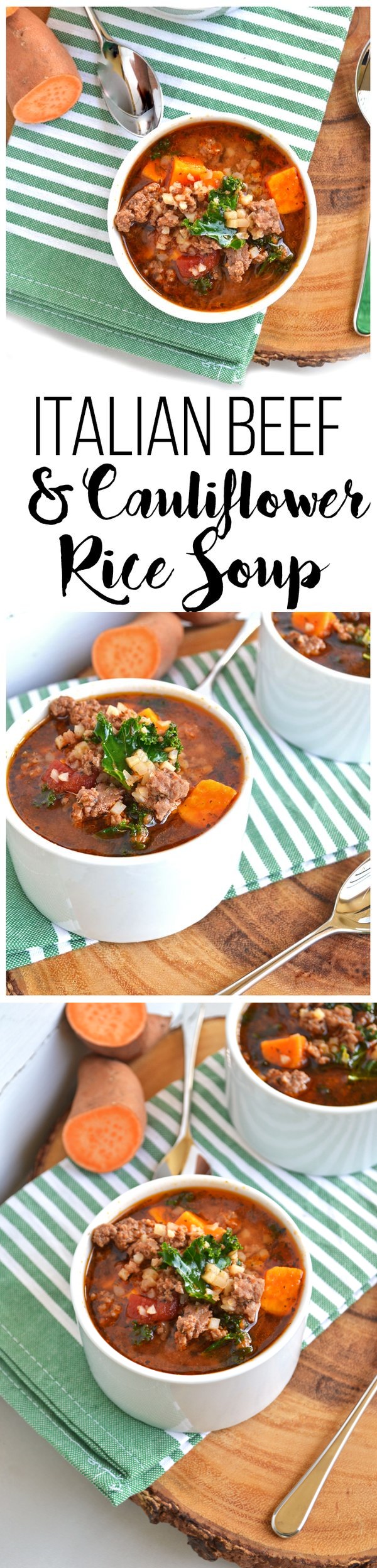 Italian Beef & Cauliflower Rice Soup