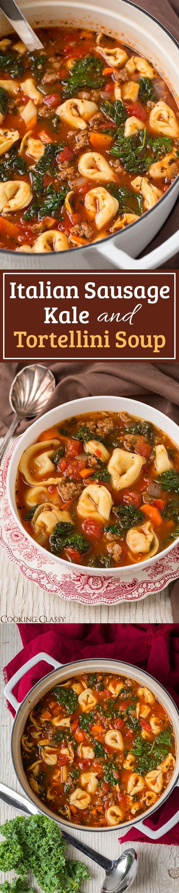 Italian Sausage, Kale and Tortellini Soup