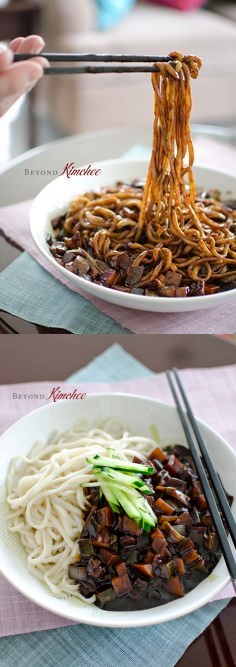 Jjajangmyun, the Korean-Chinese noodles with black bean paste