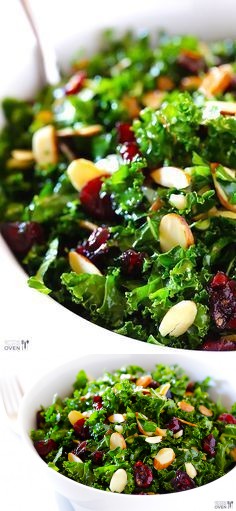 Kale Salad with Warm Cranberry Almond Vinaigrette