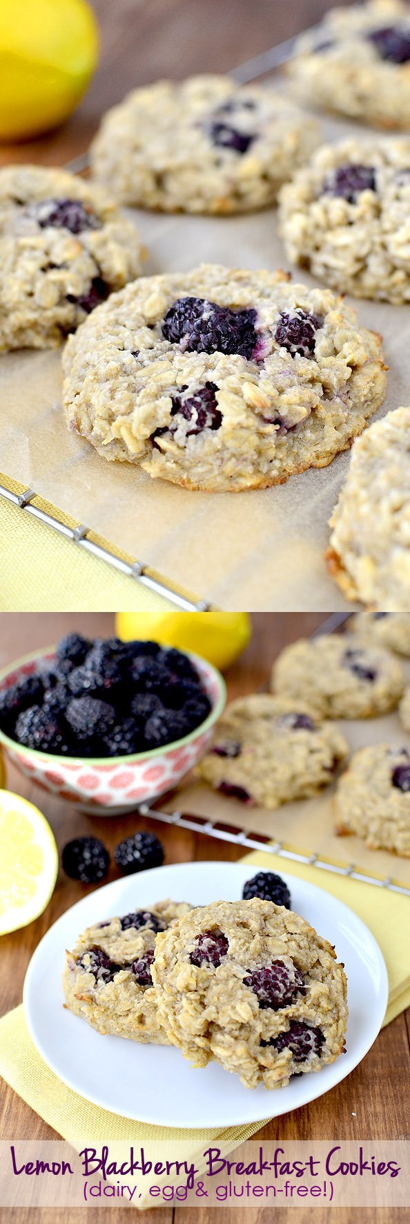 Lemon Blackberry Breakfast Cookies