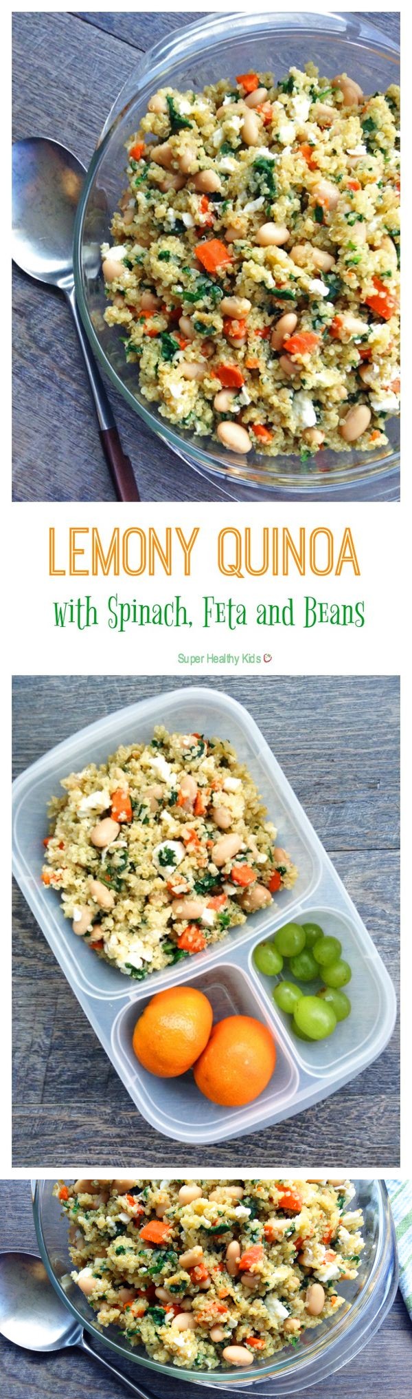 Lemony Quinoa with Spinach, Feta and Beans