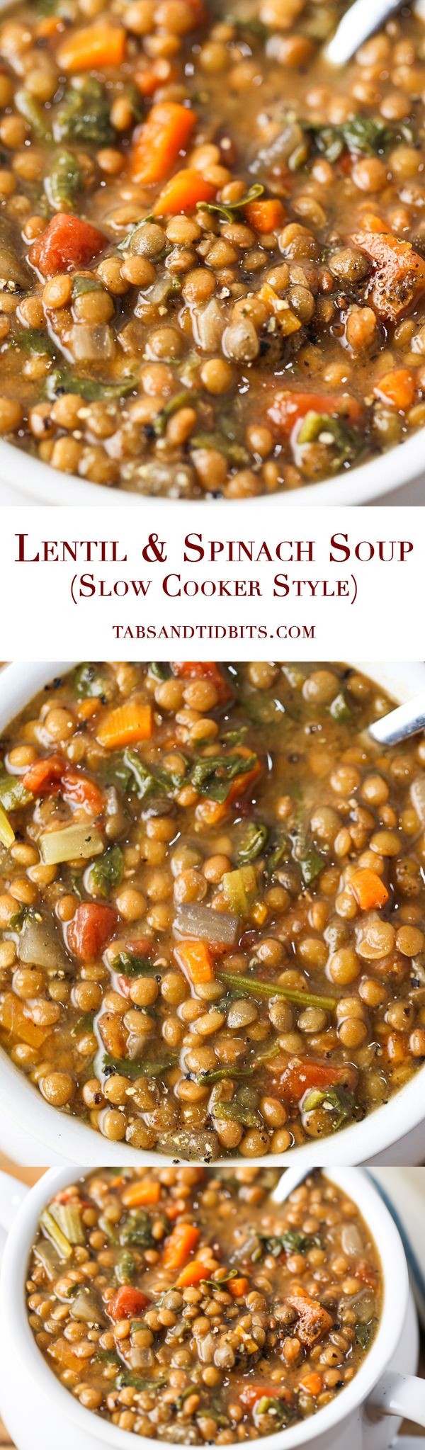 Lentil & Spinach Soup (Slow Cooker Style