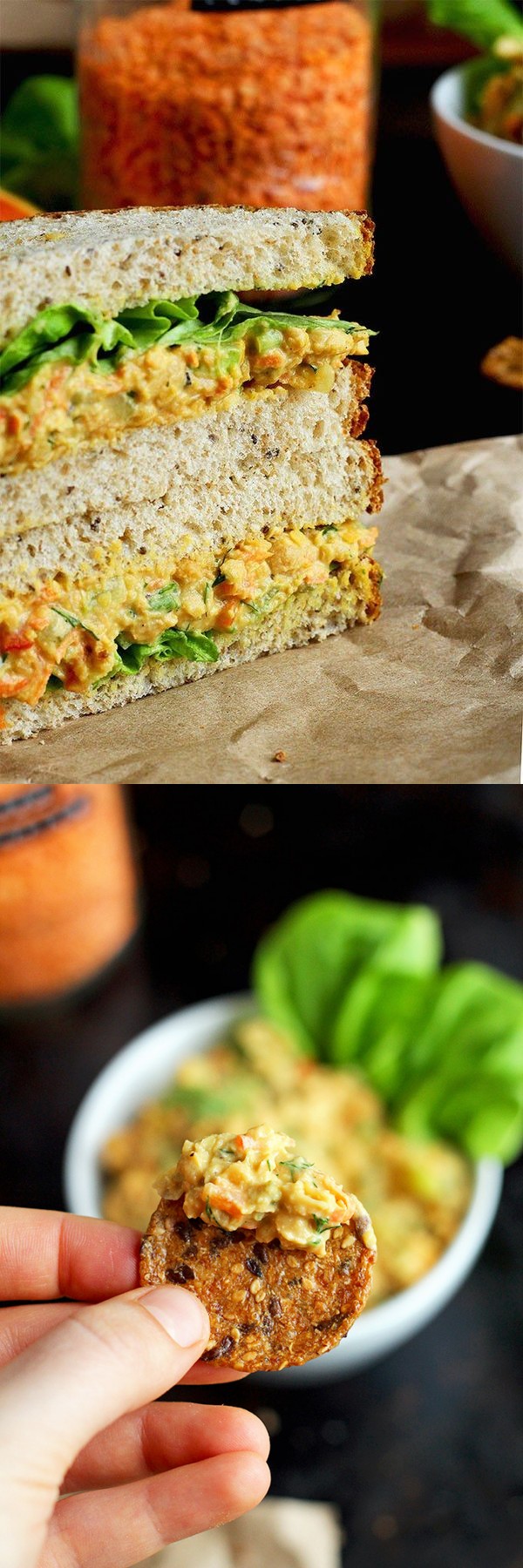 Lentil + Chickpea Salad Sandwiches (a.k.a. Vegan 