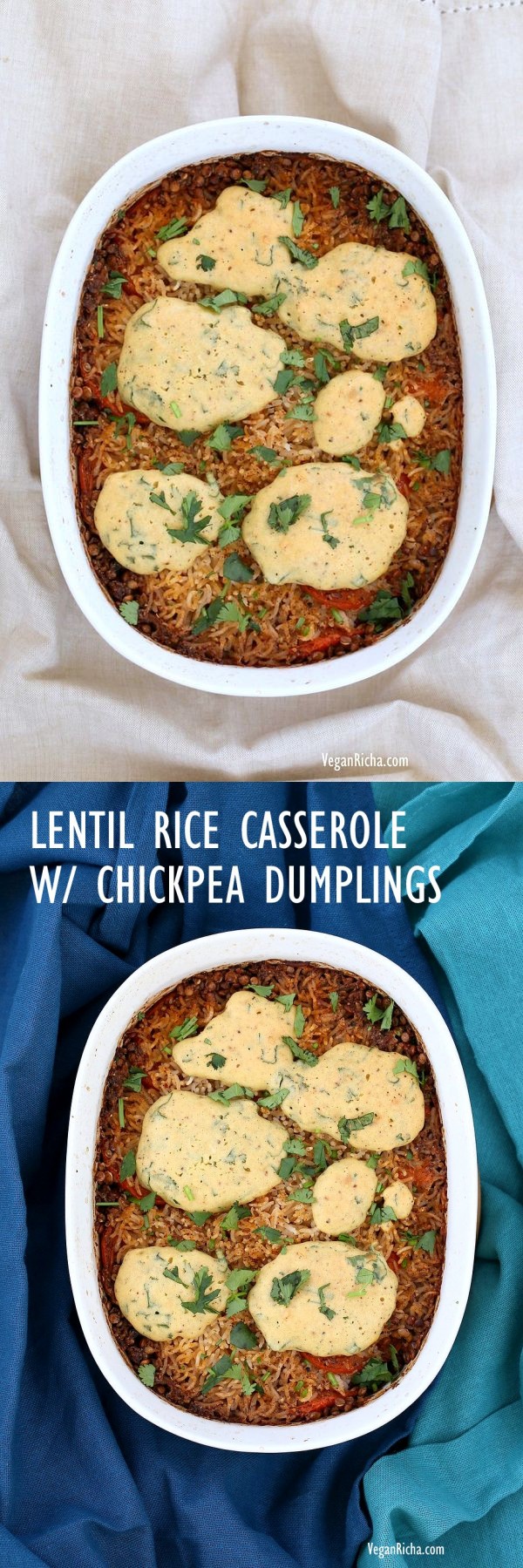 Lentil Rice Casserole with Chickpea Dumplings