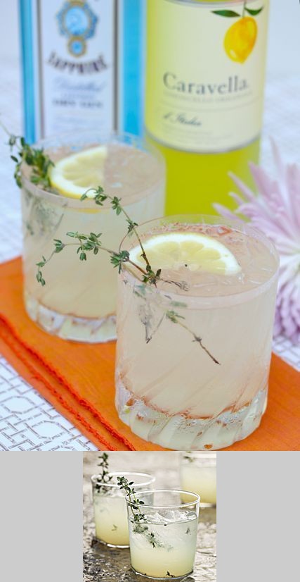 Limoncello-Gin Cocktail with Grilled Thyme