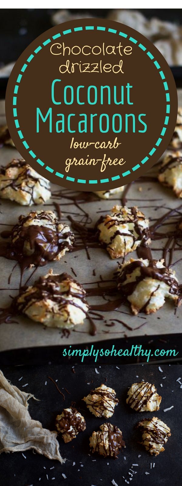 Low-Carb Chocolate Drizzled Coconut Macaroons