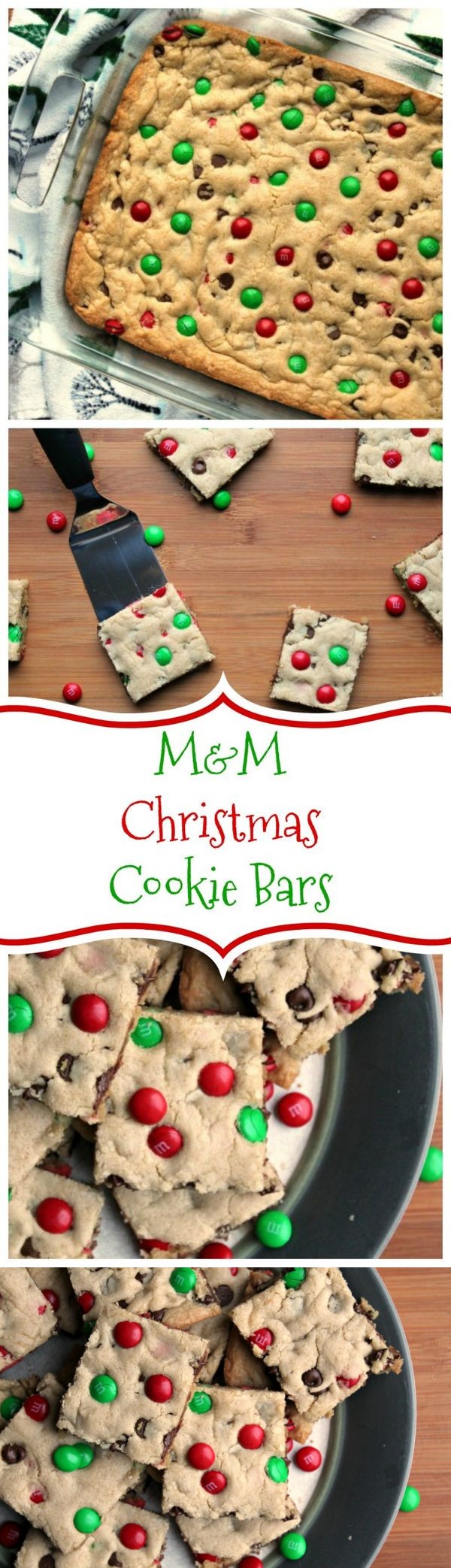 M&M Christmas Cookie Bars