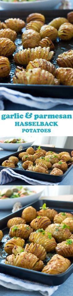 Mini garlic & parmesan hasselback potatoes