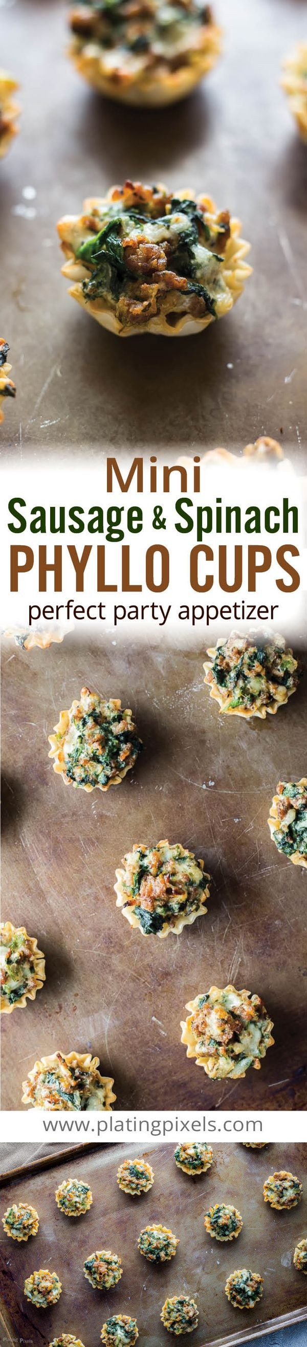 Mini Sausage and Spinach Phyllo Cups