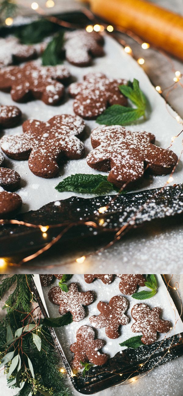 Mint Chocolate Gingerbread Cookies | #calmandbrightcookienight