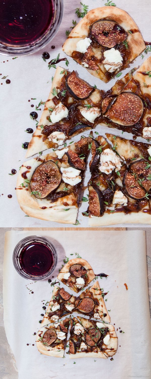 Naan Pizza with Figs, Goat Cheese & Balsamic Pinot Reduction