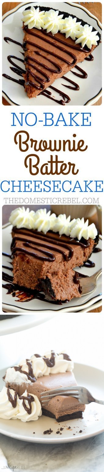 No Bake Brownie Batter Cheesecake